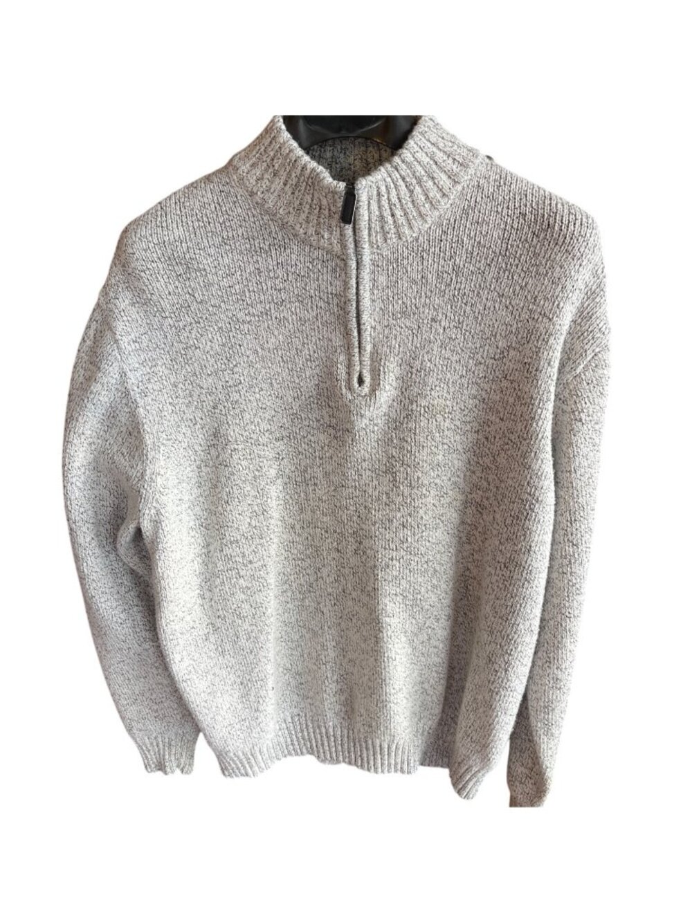 Chaps Mens XL Quarter-Zip Sweater Cotton/Polyester Blend Heather Gray 27k